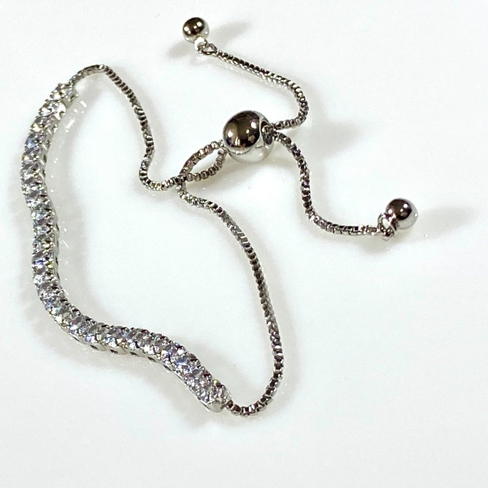 Sterling Silver Adjustable Tennis Bracelet - Picture 7 of 10